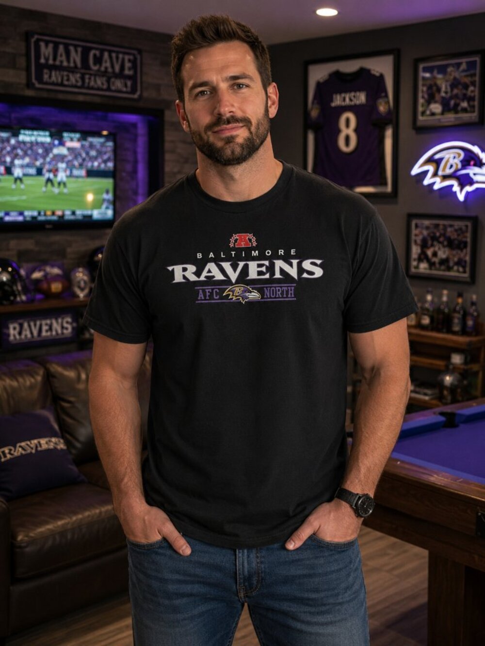 Baltimore Ravens AFC North NFL Team Apparel T-Shirt - Men's Large - Black